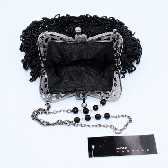 Jazzy Black Beaded Evening Bag - Picture 5 of 6